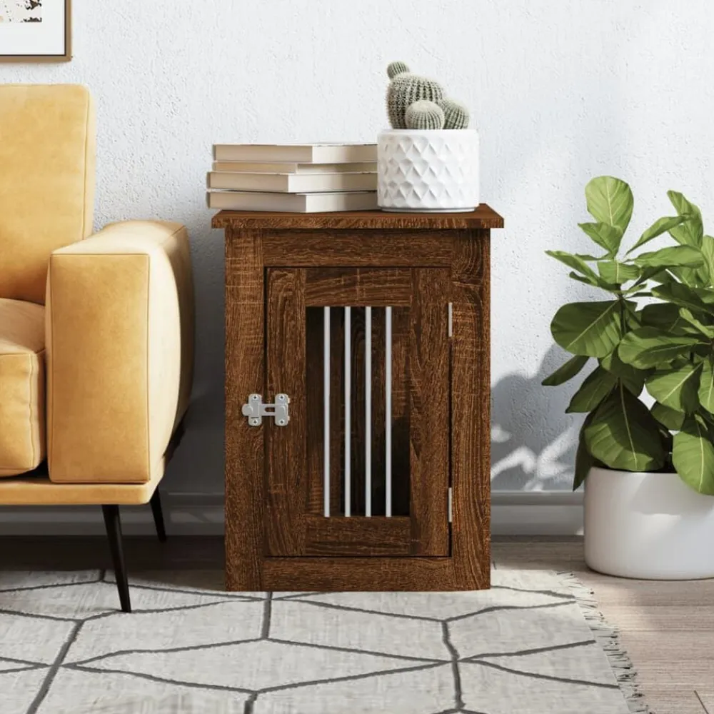 vidaXL Productos Para Mascotas-Jaula para perros madera de ingeniería roble marrón 45x62x59 cm