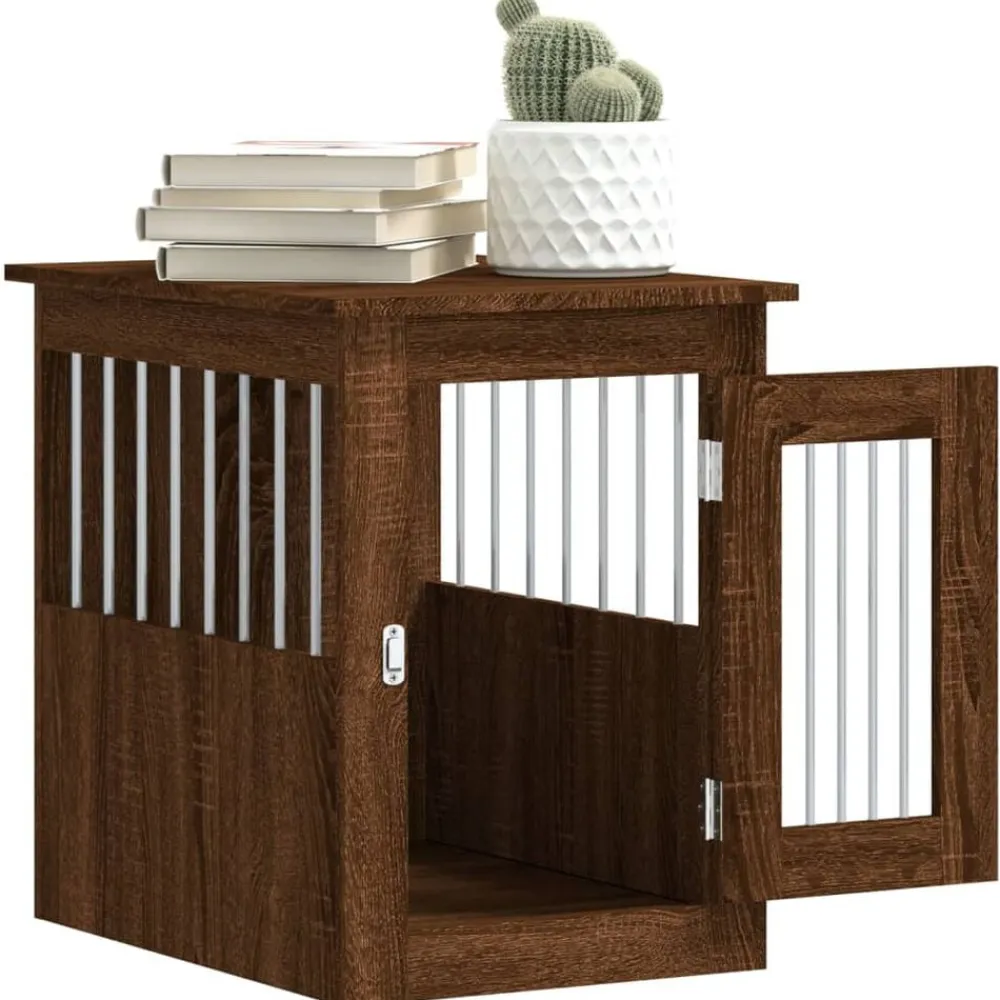 vidaXL Productos Para Mascotas-Jaula para perros madera de ingeniería roble marrón 45x62x59 cm