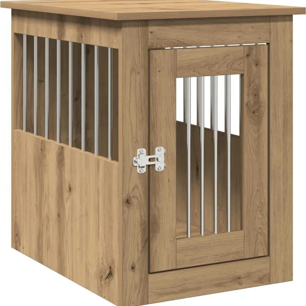 vidaXL Jaula para perros madera ingeniería roble artesanal 45x62x59cm Roble artisan