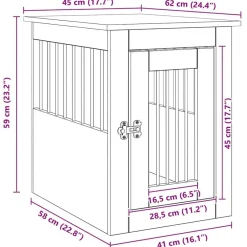 vidaXL Jaula para perros madera ingeniería roble artesanal 45x62x59cm Roble artisan