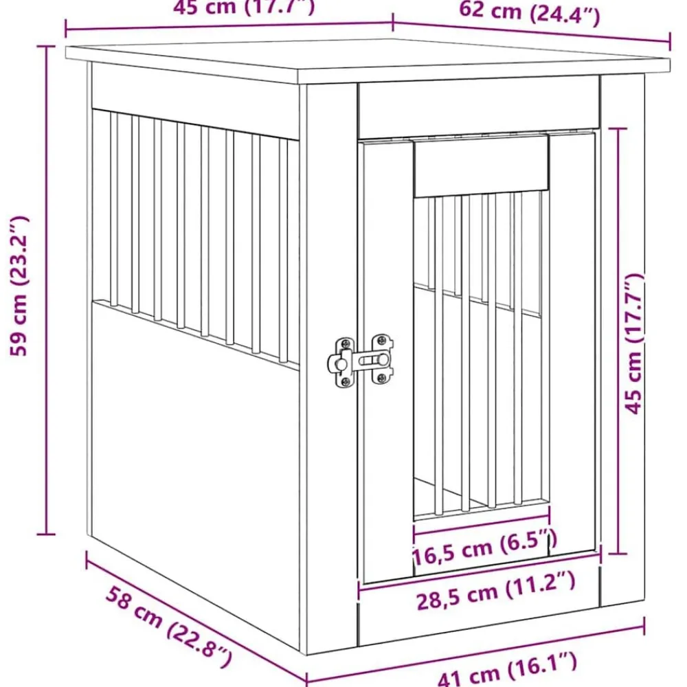 vidaXL Jaula para perros madera ingeniería roble artesanal 45x62x59cm Roble artisan