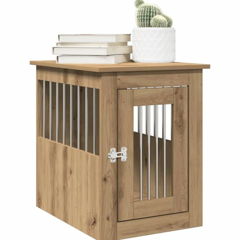 vidaXL Jaula para perros madera ingeniería roble artesanal 45x62x59cm Roble artisan