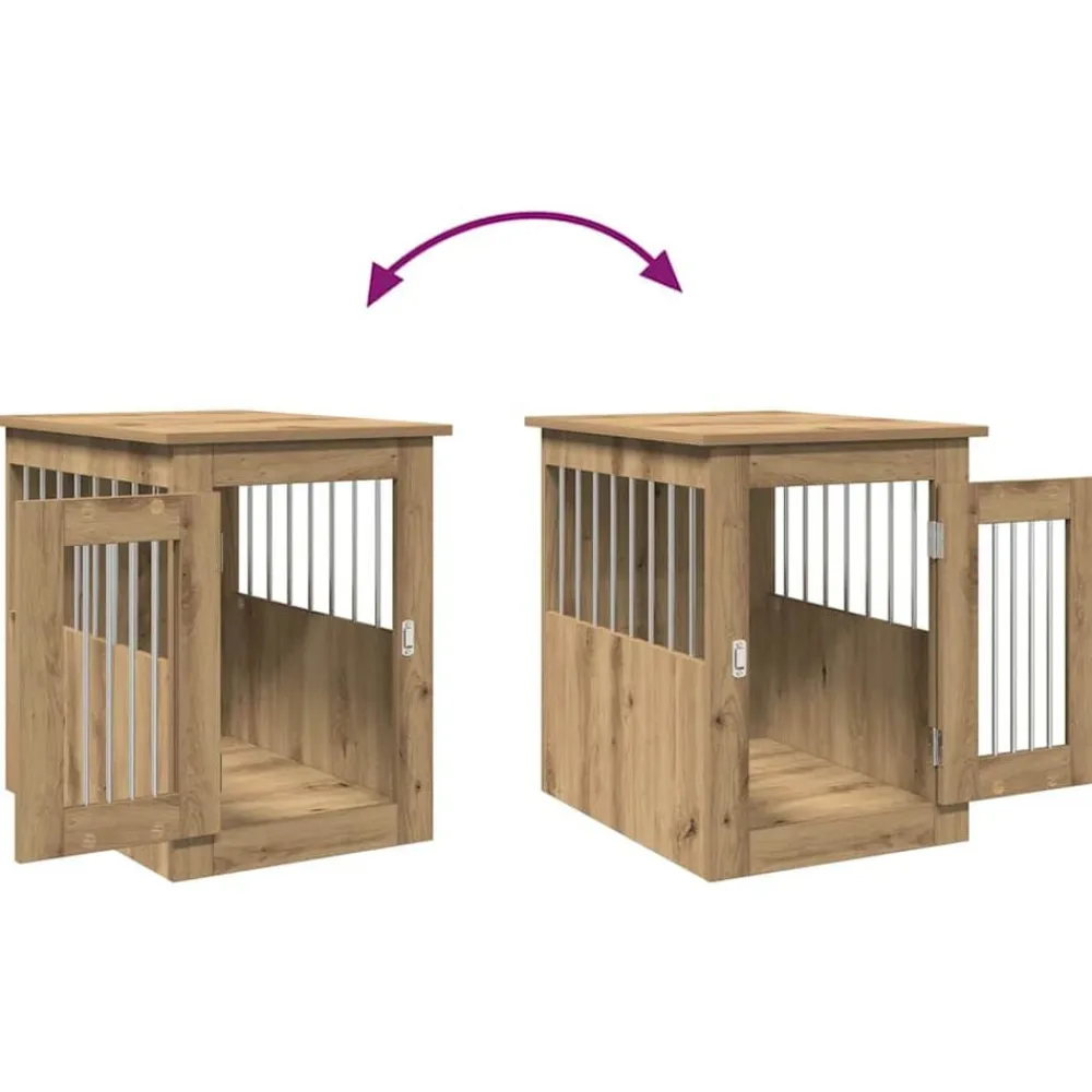 vidaXL Jaula para perros madera ingeniería roble artesanal 45x62x59cm Roble artisan