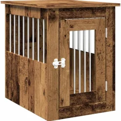 vidaXL Jaula para perros madera de ingeniería madera vieja 45x62x59 cm Madera antigua Outlet