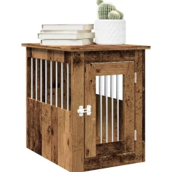 vidaXL Jaula para perros madera de ingeniería madera vieja 45x62x59 cm Madera antigua Outlet