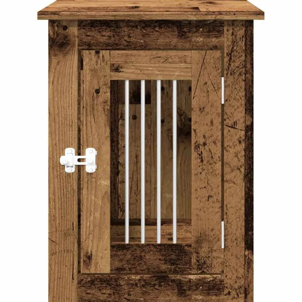 vidaXL Jaula para perros madera de ingeniería madera vieja 45x62x59 cm Madera antigua Outlet