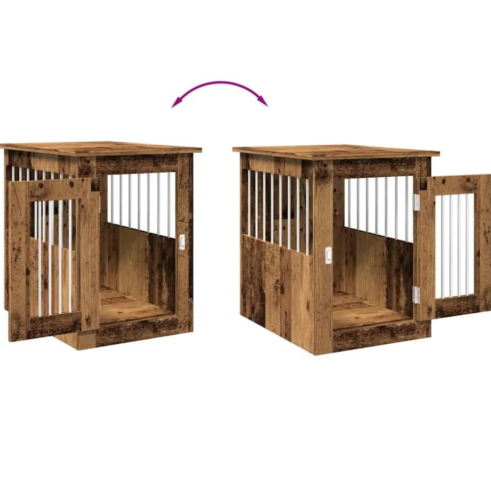 vidaXL Jaula para perros madera de ingeniería madera vieja 45x62x59 cm Madera antigua Outlet