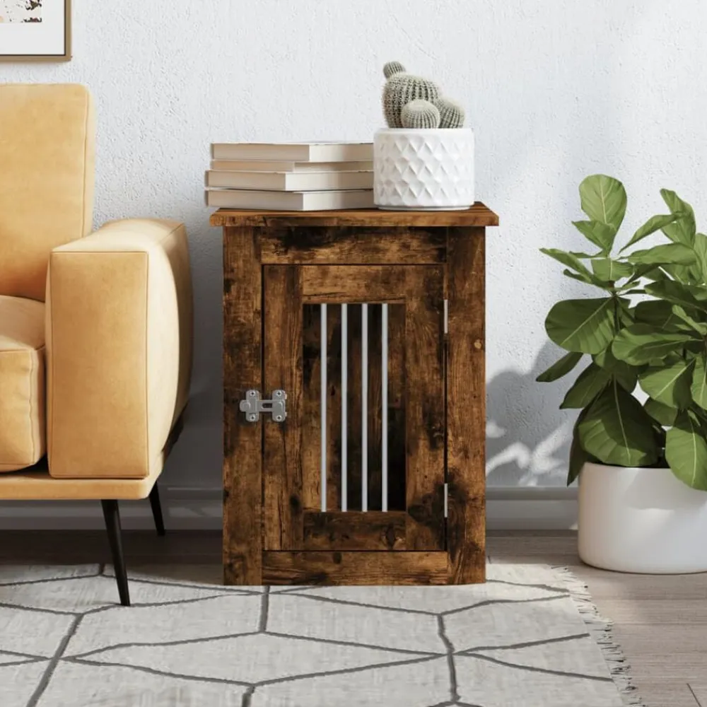 vidaXL Jaula para perros madera ingeniería 45x62x59 cm Roble ahumado Sale