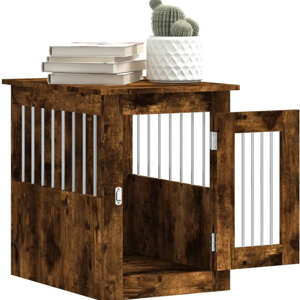 vidaXL Jaula para perros madera ingeniería 45x62x59 cm Roble ahumado Sale