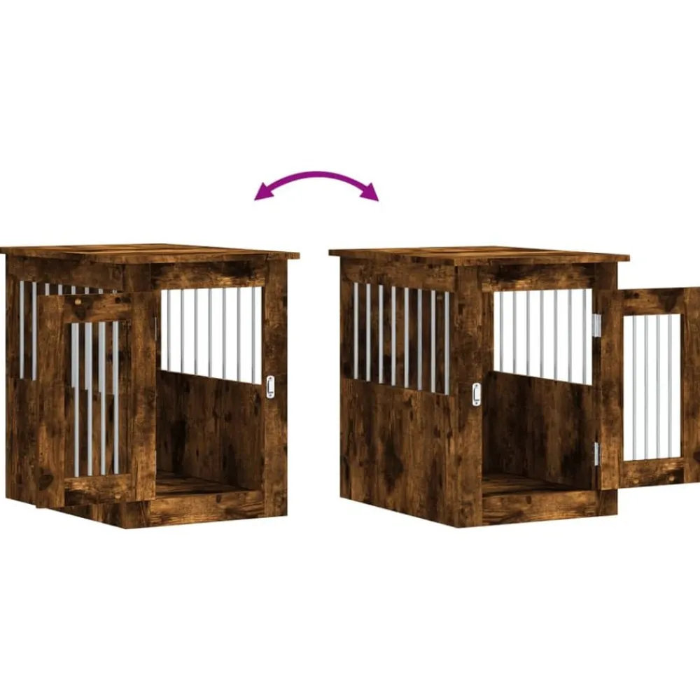 vidaXL Jaula para perros madera ingeniería 45x62x59 cm Roble ahumado Sale