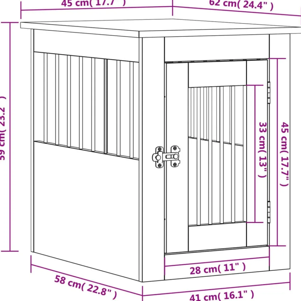 vidaXL Productos Para Mascotas-Jaula para perros madera de ingeniería 45x62x59 cm