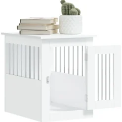 vidaXL Jaula para perros madera de ingeniería 45x62x59 cm Blanco Best