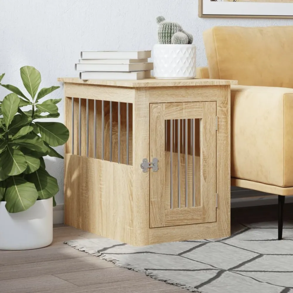 vidaXL Jaula para perros madera de ingeniería 45x62x59 cm Roble Sonoma