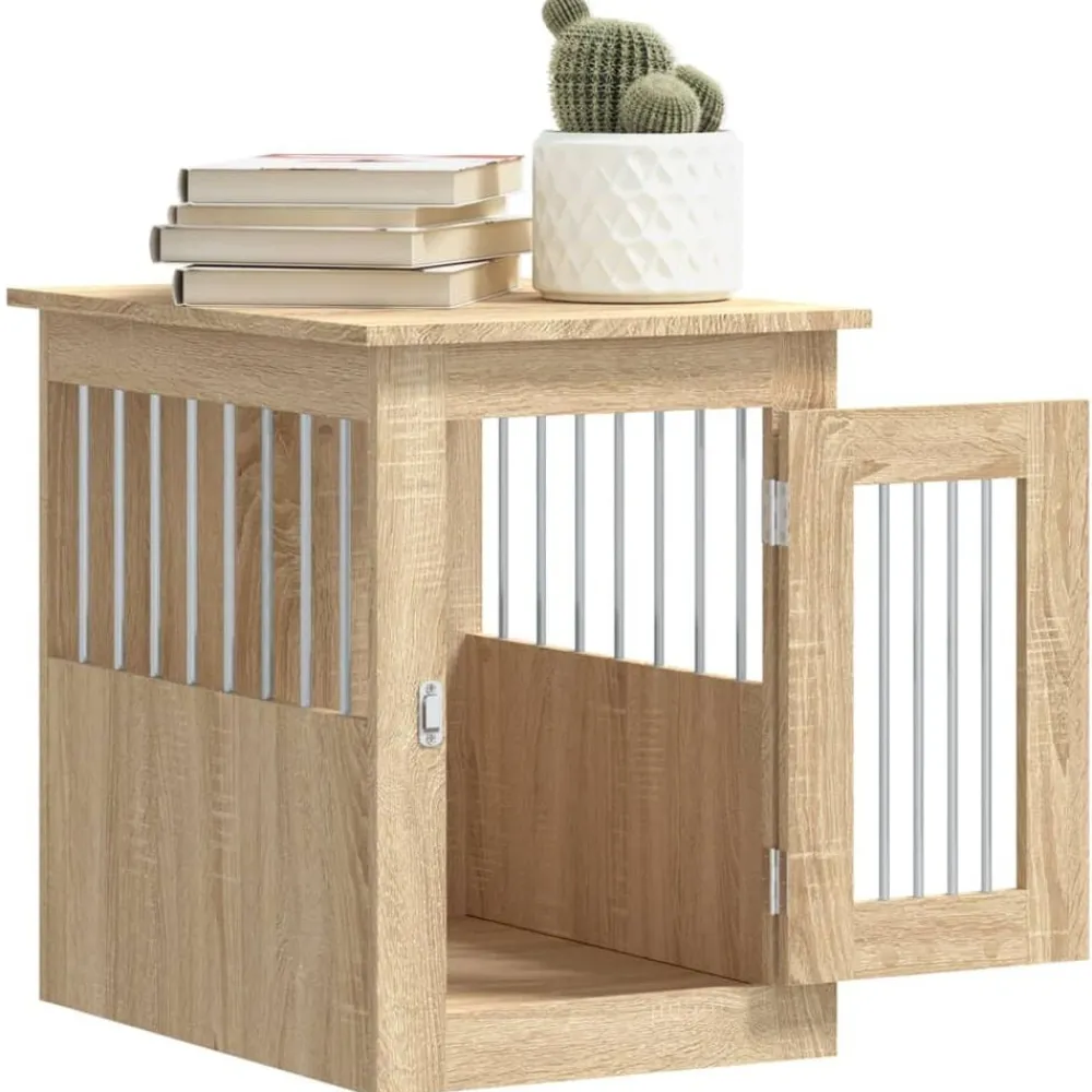 vidaXL Jaula para perros madera de ingeniería 45x62x59 cm Roble Sonoma