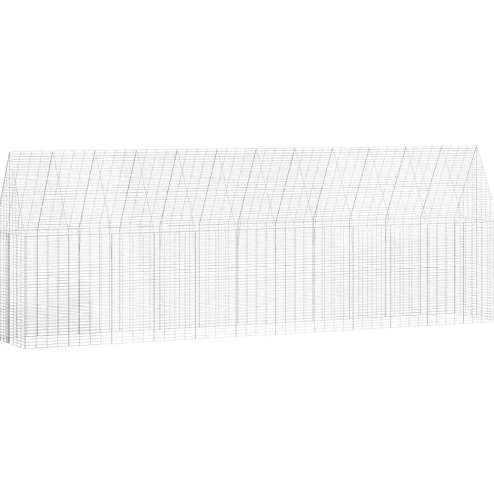 vidaXL Productos Para Mascotas-Jaula para pollos 2 pcs Plateado 600 x 100 x 210 cm
