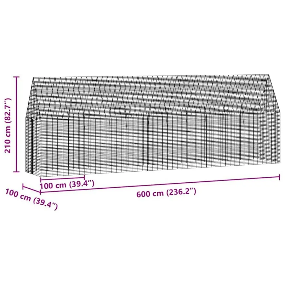 vidaXL Productos Para Mascotas-Jaula para pollos 2 pcs Plateado 600 x 100 x 210 cm