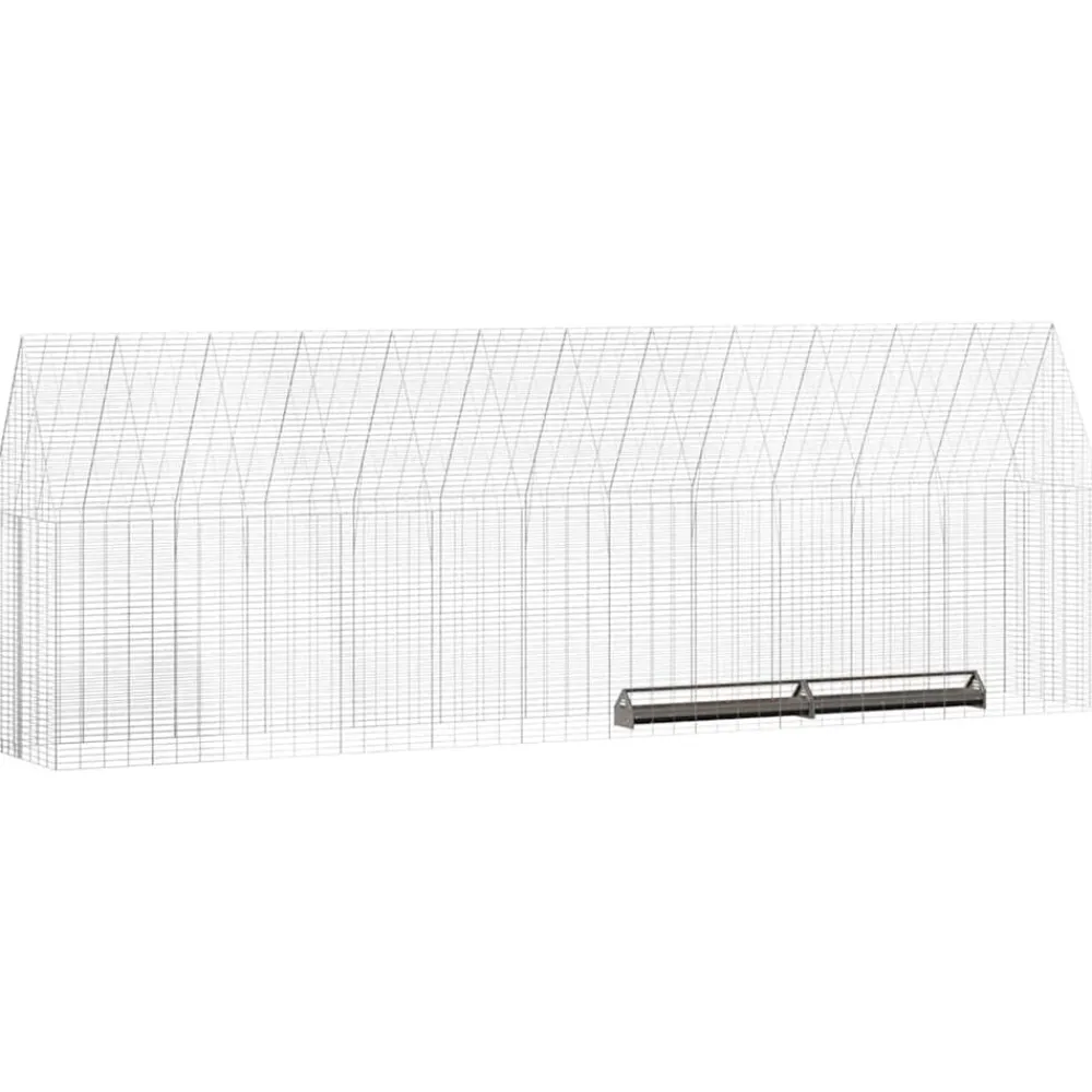 vidaXL Productos Para Mascotas-Jaula para pollos 2 pcs Plateado 600 x 100 x 210 cm