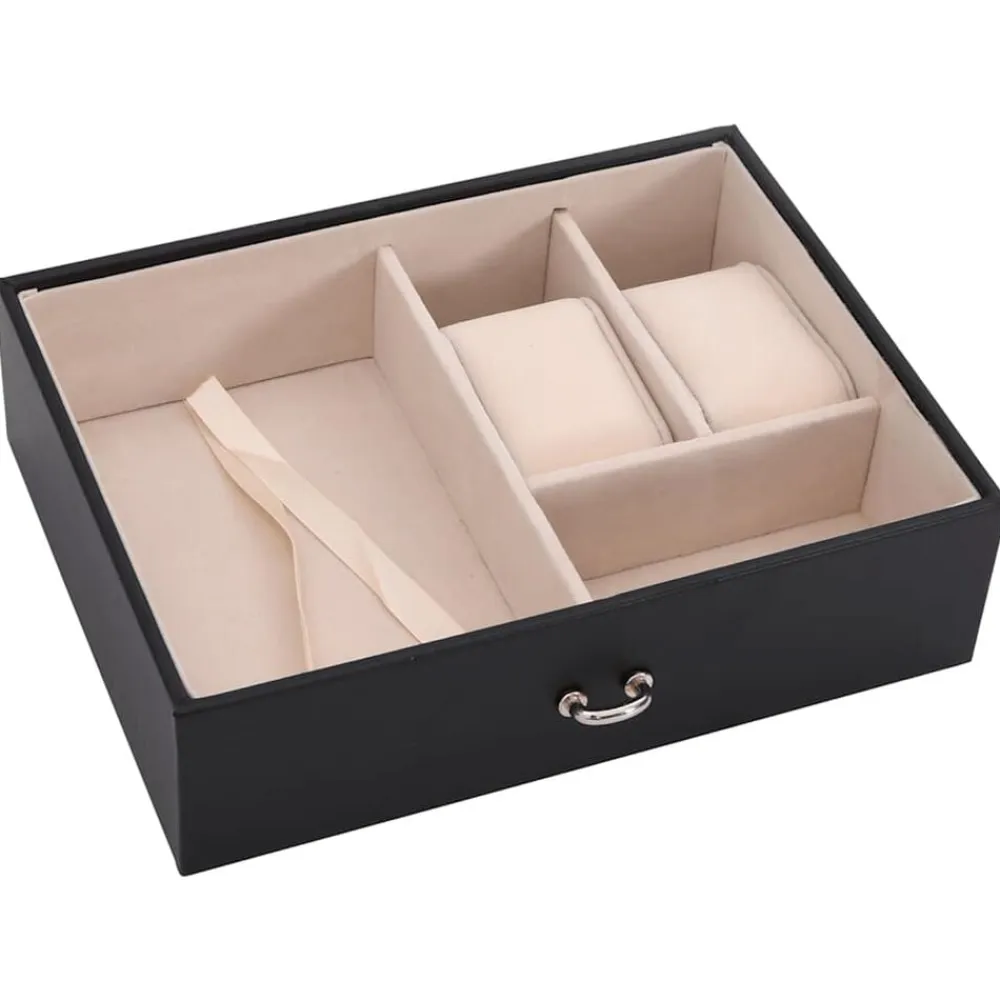 vidaXL Salud Y Belleza-Joyero de 3 niveles con espejo y cerradura 26x18x17,5 cm