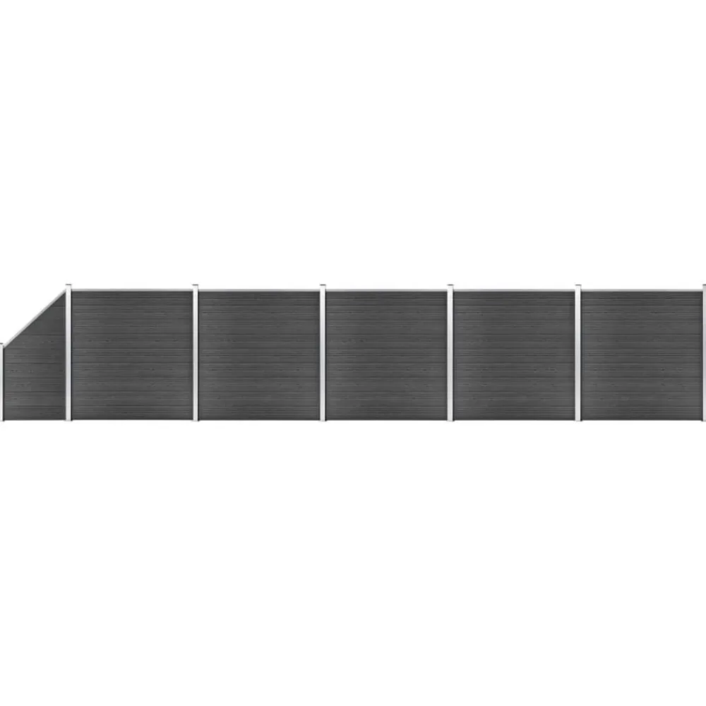 vidaXL JSet de paneles de valla WPC 965x(105-186) cm Negro