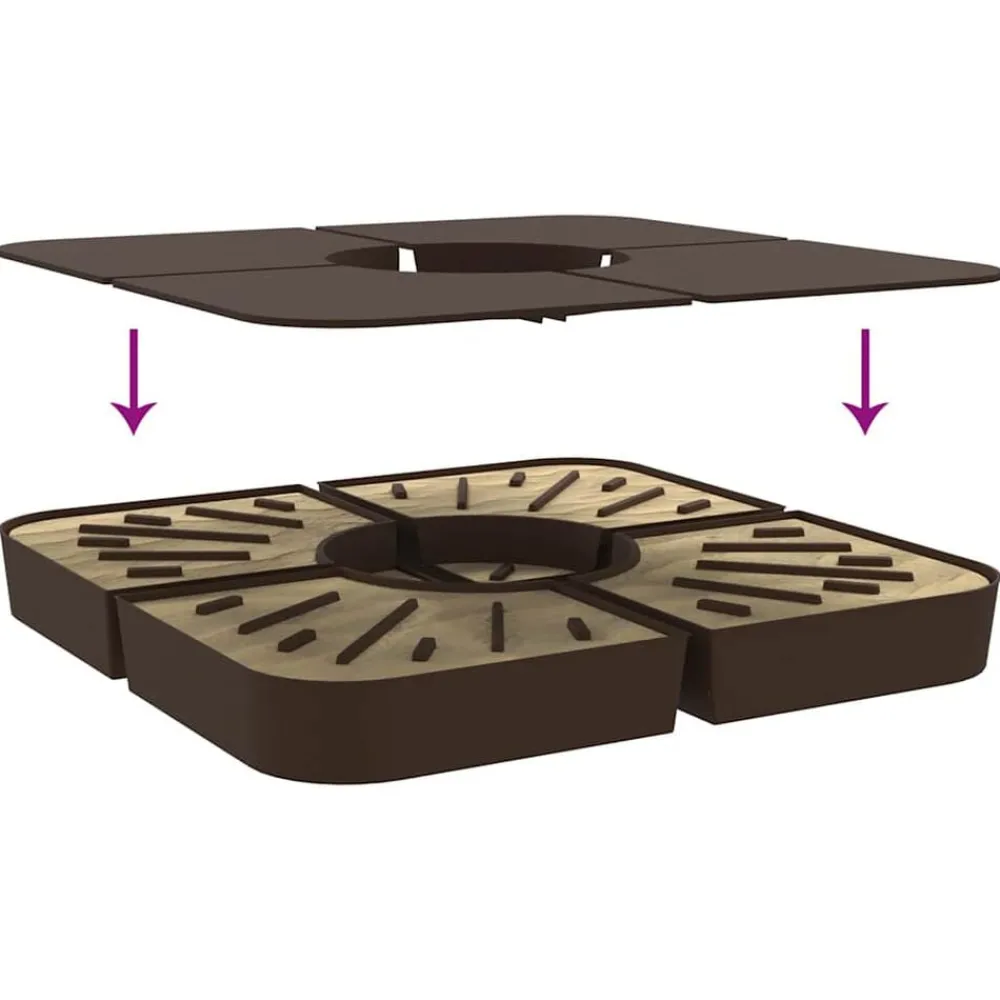 vidaXL Jardín-Juego bases de sombrilla 4 uds para parasol cruzado PP 100 kg