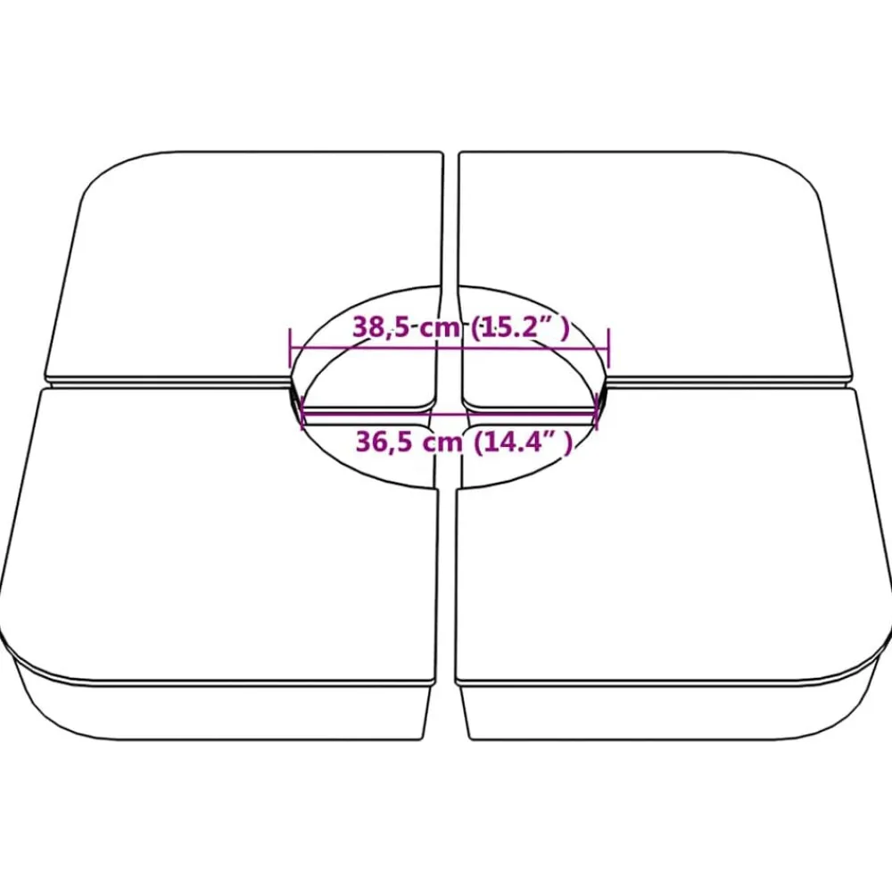 vidaXL Jardín-Juego bases de sombrilla 4 uds para parasol cruzado PP 100 kg