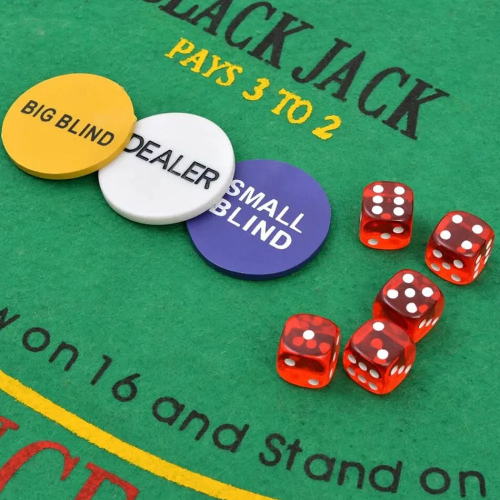 vidaXL Juegos-Juego combinado póker/blackjack con 600 fichas láser aluminio