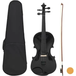 vidaXL Juego completo de violín con arco y mentonera 4/4 Negro Discount
