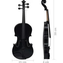 vidaXL Juego completo de violín con arco y mentonera 4/4 Negro Discount