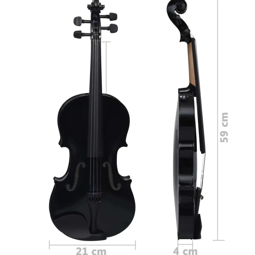 vidaXL Juego completo de violín con arco y mentonera 4/4 Negro Discount