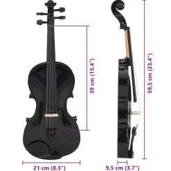 vidaXL Juego completo de violín con arco y mentonera 4/4 Negro Discount