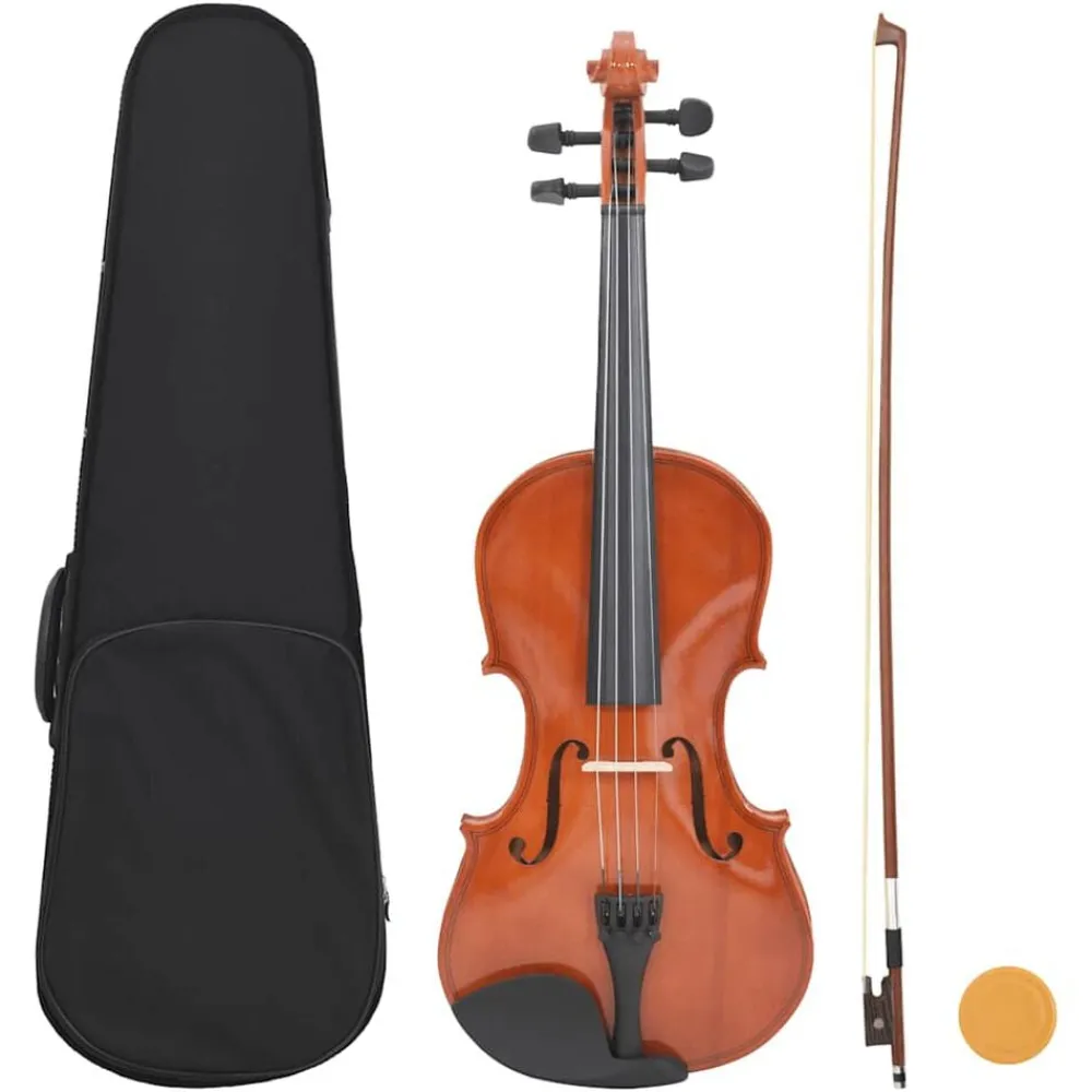 vidaXL Juego completo de violín con arco y barbada madera oscura 4/4 Marrón Online