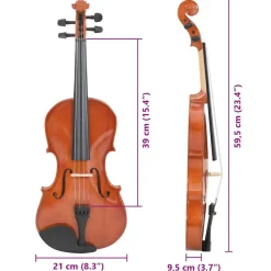 vidaXL Juego completo de violín con arco y barbada madera oscura 4/4 Marrón Online