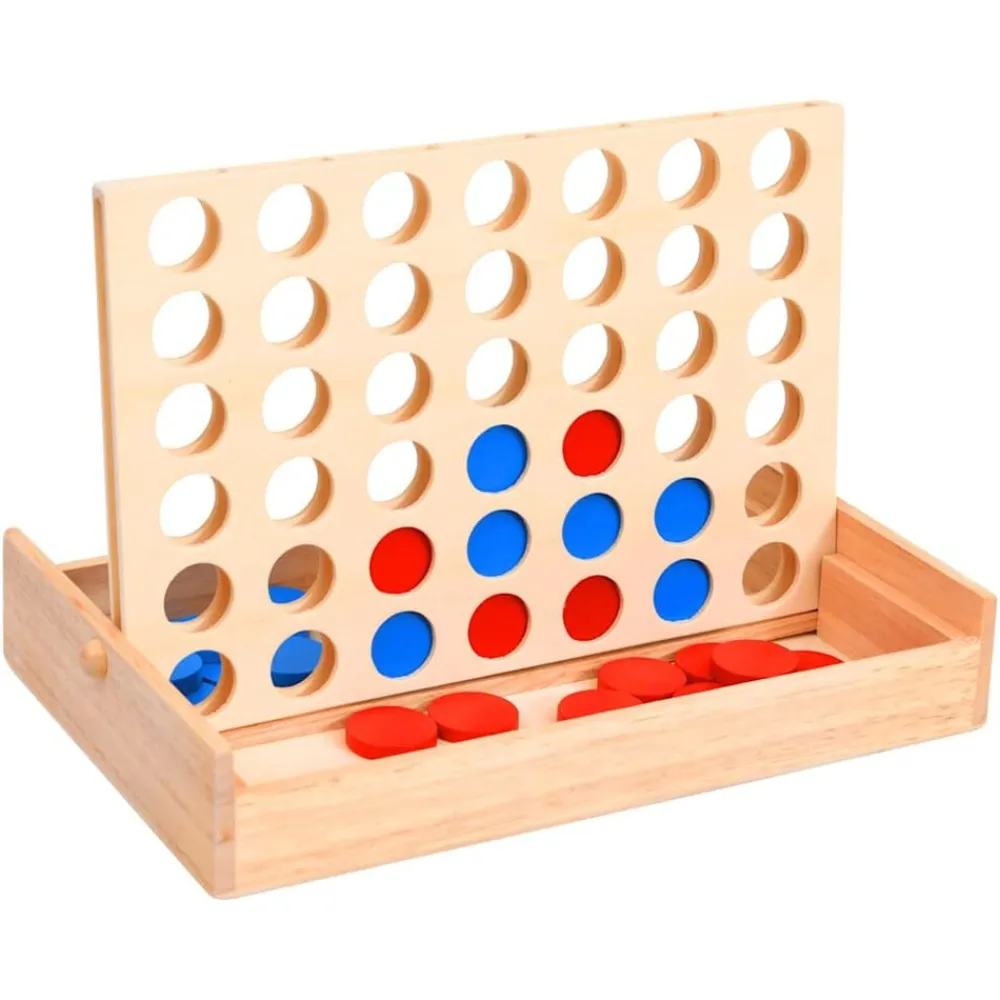 vidaXL Juegos-Juego de 4 en raya madera macizo 24x15x4 cm