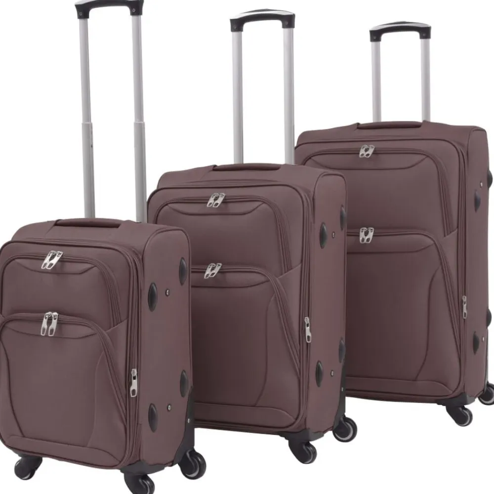 vidaXL Maletas Y Bolsos De Viaje-Juego de 3 maletas blandas color