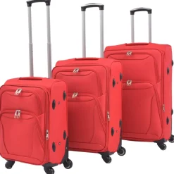 vidaXL Juego de 3 maletas blandas rojas Rojo Discount