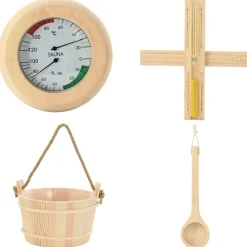 vidaXL Juego de Accesorios de Sauna 4 pcs Marrón Discount