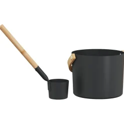 vidaXL Piscina Y Spa-Juego de Accesorios de Sauna 2 pcs Negro
