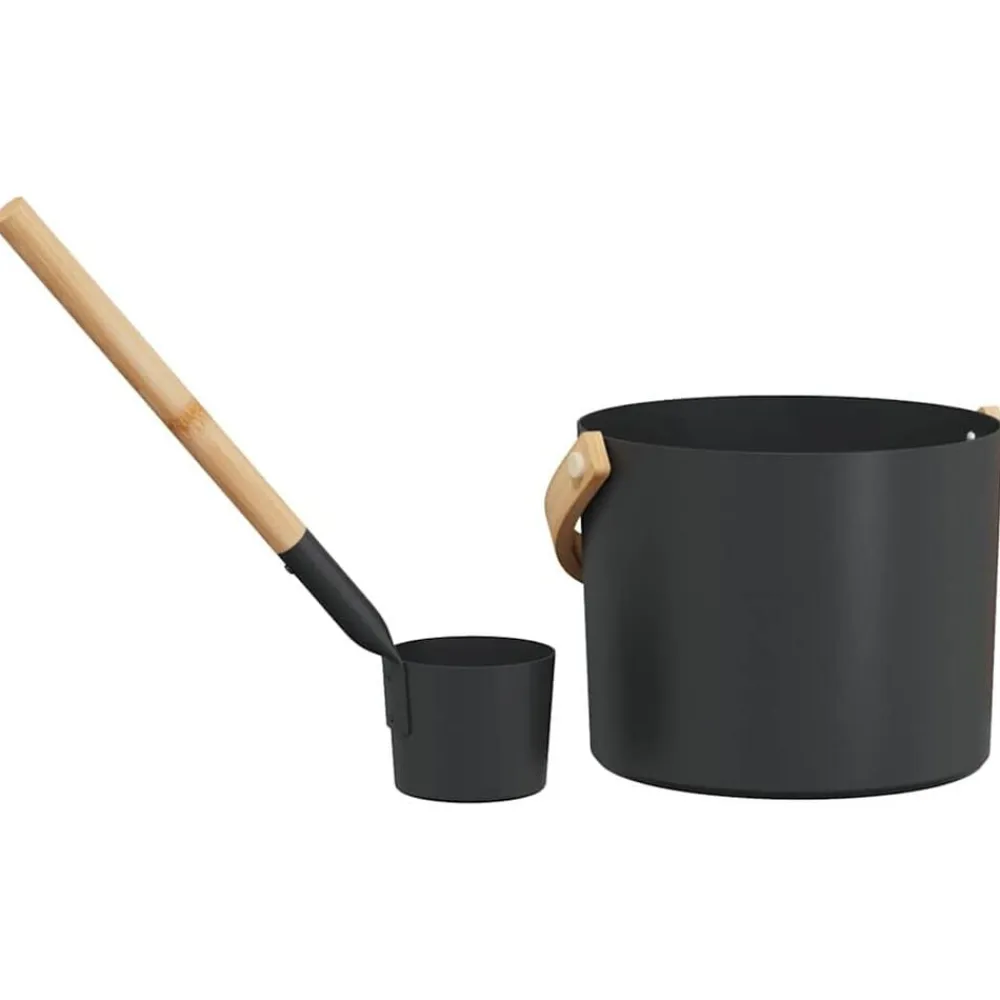 vidaXL Piscina Y Spa-Juego de Accesorios de Sauna 2 pcs Negro