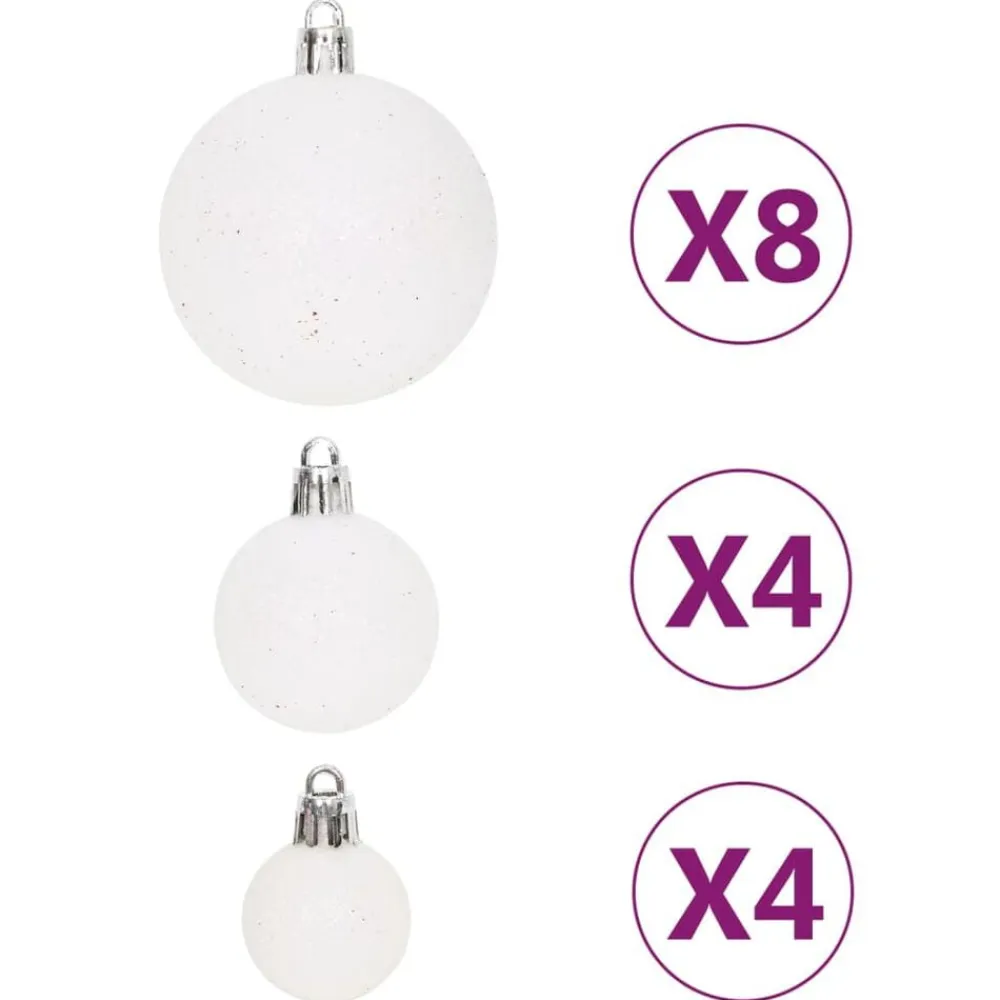 vidaXL Decoración-Juego de adornos de navidad de 64 piezas y blanco