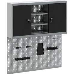 vidaXL Accesorios De Bricolaje-Juego de Armarios de Herramientas con estante 3 pcs