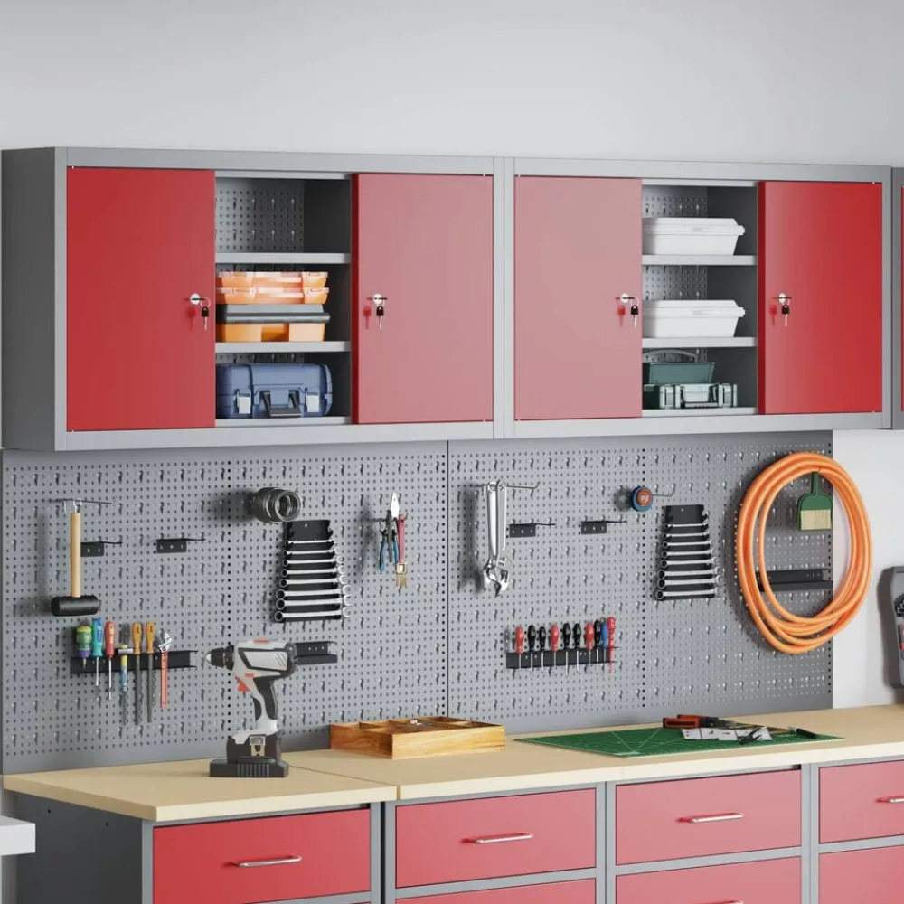 vidaXL Accesorios De Bricolaje-Juego de Armarios de Herramientas con estante 6 pcs