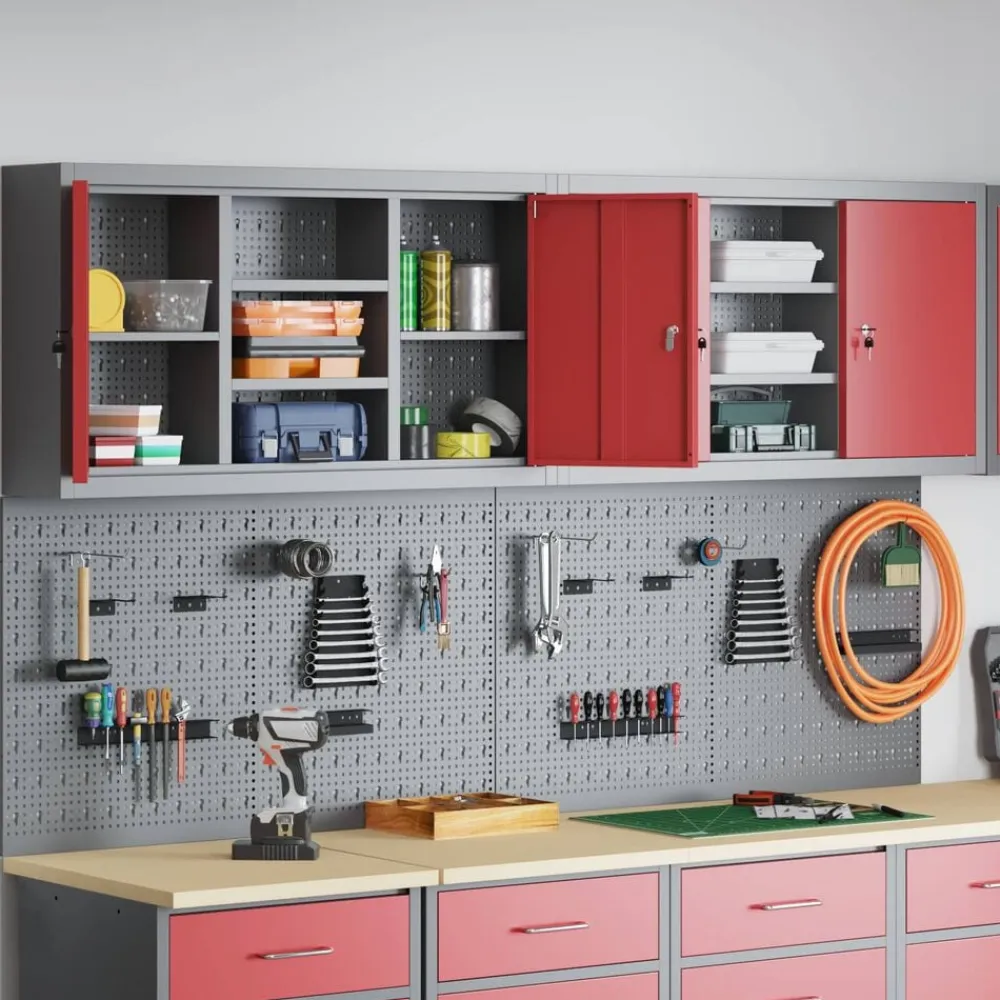 vidaXL Accesorios De Bricolaje-Juego de Armarios de Herramientas con estante 6 pcs
