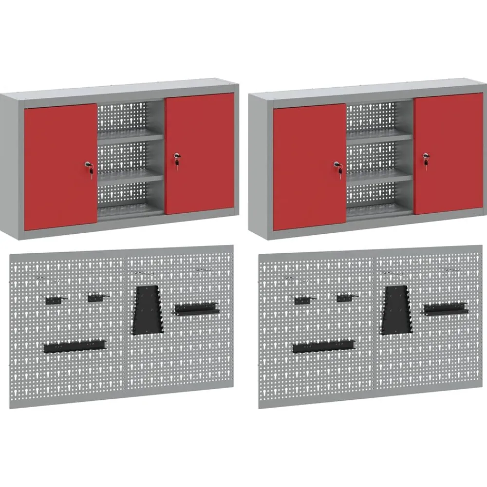 vidaXL Accesorios De Bricolaje-Juego de Armarios de Herramientas con estante 6 pcs