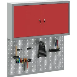 vidaXL Accesorios De Bricolaje-Juego de Armarios de Herramientas con estante 3 pcs