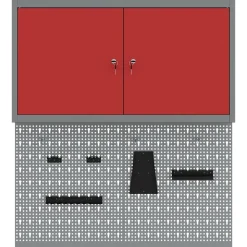 vidaXL Accesorios De Bricolaje-Juego de Armarios de Herramientas con estante 3 pcs