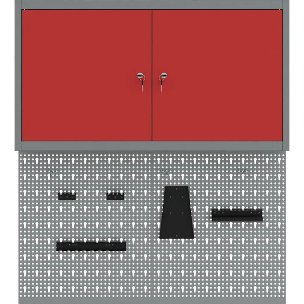 vidaXL Accesorios De Bricolaje-Juego de Armarios de Herramientas con estante 3 pcs