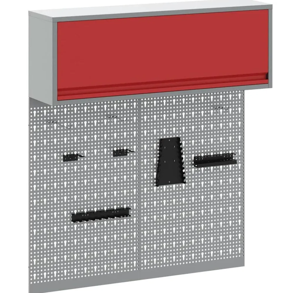 vidaXL Juego de Armarios de Herramientas con estante 3 pcs Rojo Discount