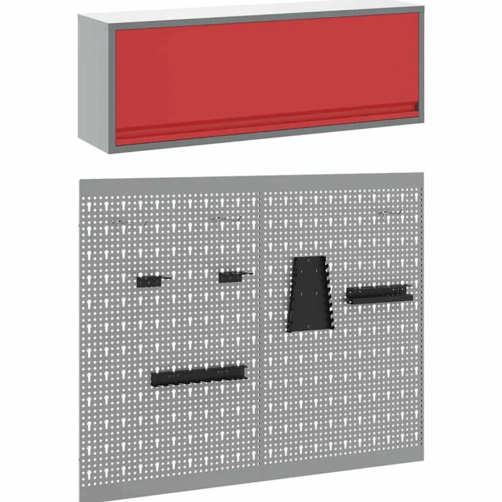 vidaXL Juego de Armarios de Herramientas con estante 3 pcs Rojo Discount