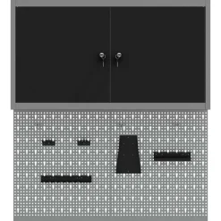 vidaXL Accesorios De Bricolaje-Juego de Armarios de Herramientas con estante 3 pcs