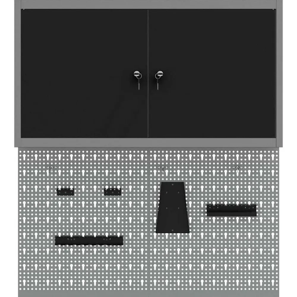 vidaXL Accesorios De Bricolaje-Juego de Armarios de Herramientas con estante 3 pcs